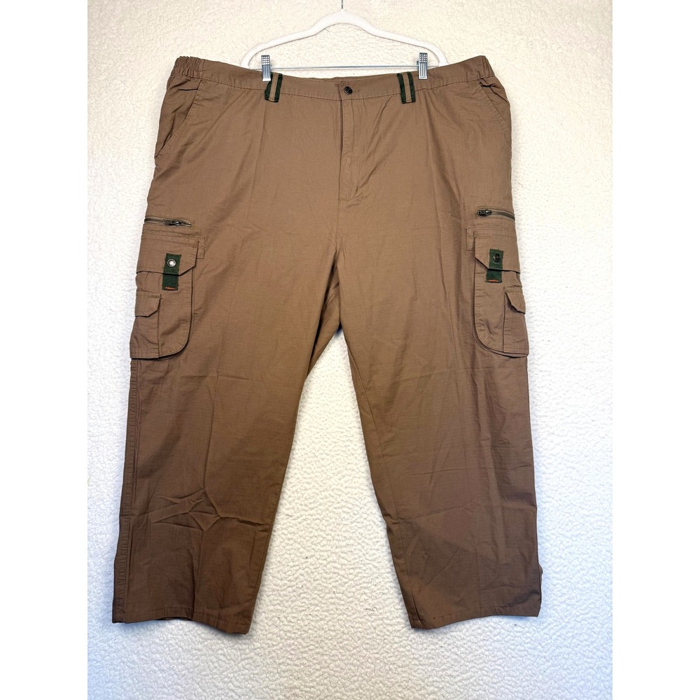 Boulder‎ Creek Cargo Pants Mens 52 Brown Cotton Elastic Waist Big Tall Gorpcore